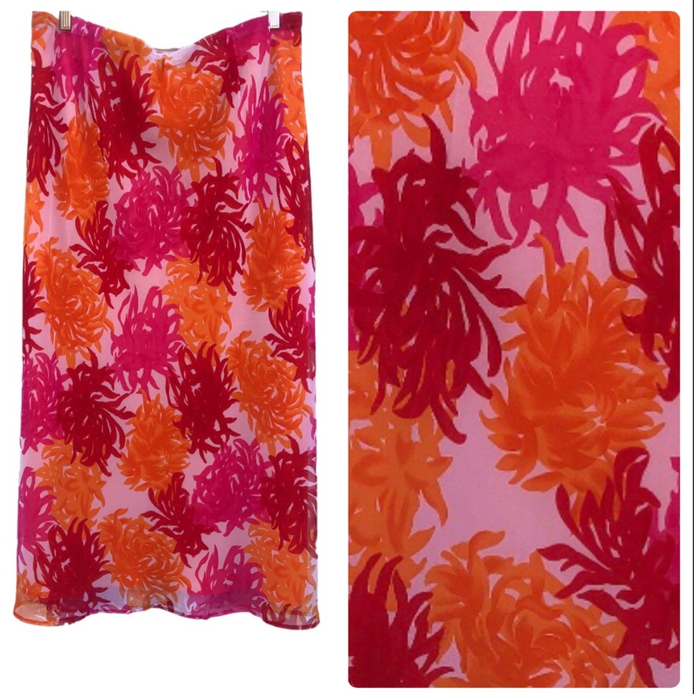 Floral tropical flirty midi skirt 4X 26W 28W